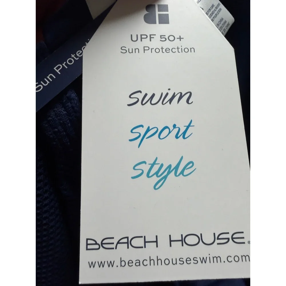 Beach House Navy Blue Textured Honeycomb Tankini Top UPF 50+ New With Tags 14